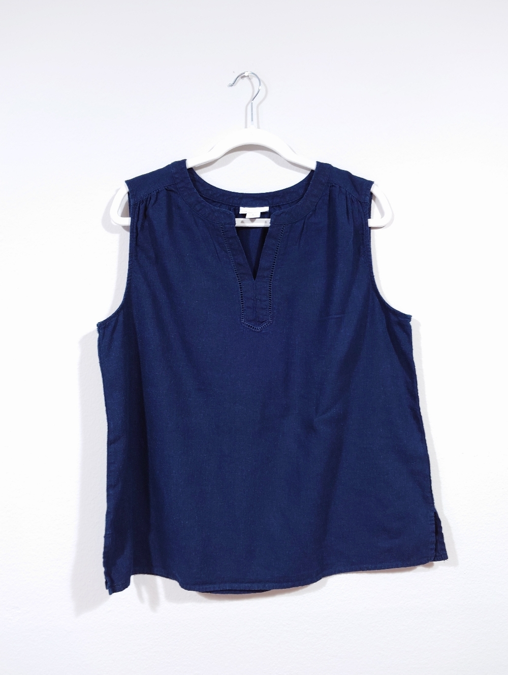 Liz Claiborne Linen Blend Sleeveless Top Navy Size L